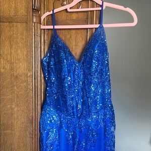 “Ladivine by Cinderella” Stunning Blue Sequin prom dress